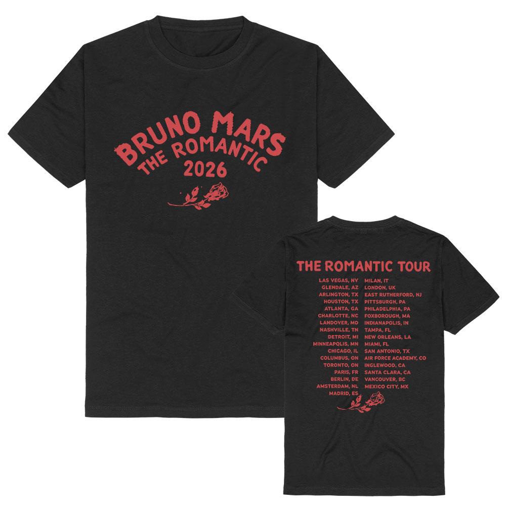 BRUNO MARS The Romantic Tour Tees Short Sleeve Cotton Tees Summer Female Tshirts Unisex Streetwear Casual Graphic Print T Shirt