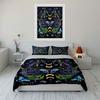 Mystic Snakes and Moon Motif Bedding Duvet Cover Set  (1*Duvet Cover 2*Pillowcases, Without Duvet Insert)