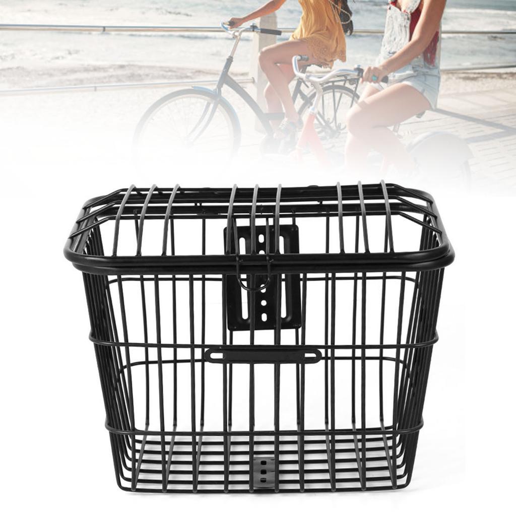 Bike Front Basket Universal Rustproof Strong Load Bearing Large Space Metal Iron Wire Electric Bike Basket for Outdoor