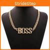Rhinestone Fashionable Decorated Metal Letter Women Necklace For Looks Trendy