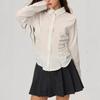 Women's European & American INS Casual Fashion Slimming Short Long Sleeve Shirt