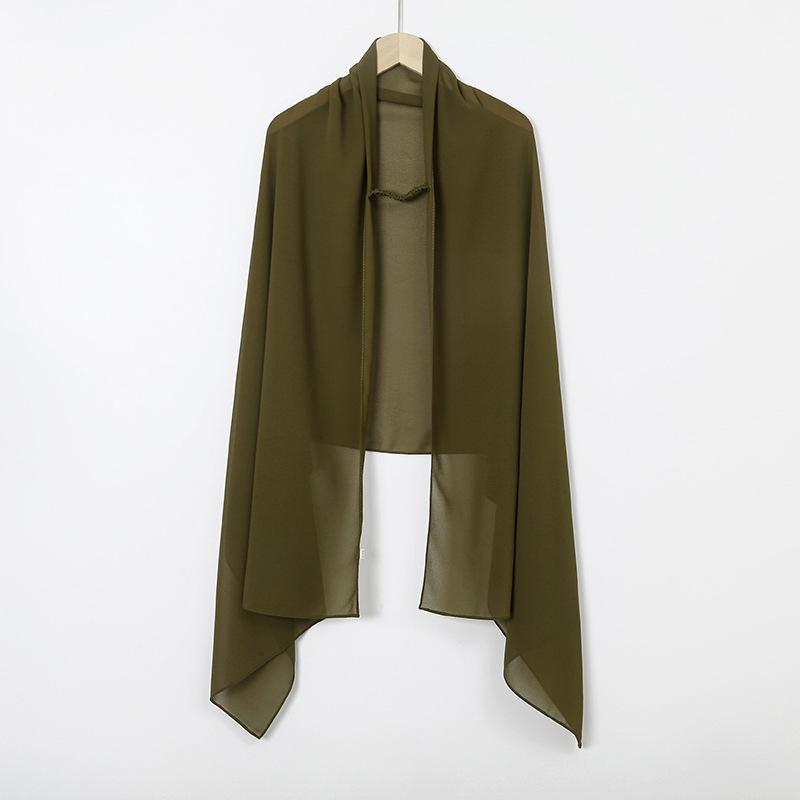 Мусульманский шифоновый хиджаб-шарф женский готовый к носке с застежкой мгновенный хиджаб длинный однотонный головной платок женская мусульманская вуаль трикотажный хиджаб 180x70 CM