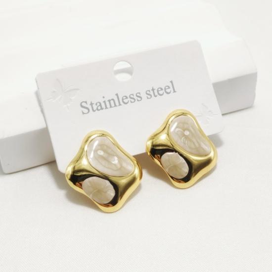 Трендовые ретро красочные эмалевые и полированные металлические асимметричные серьги-пусеты - Новые трансграничные модные серьги-заявления белый