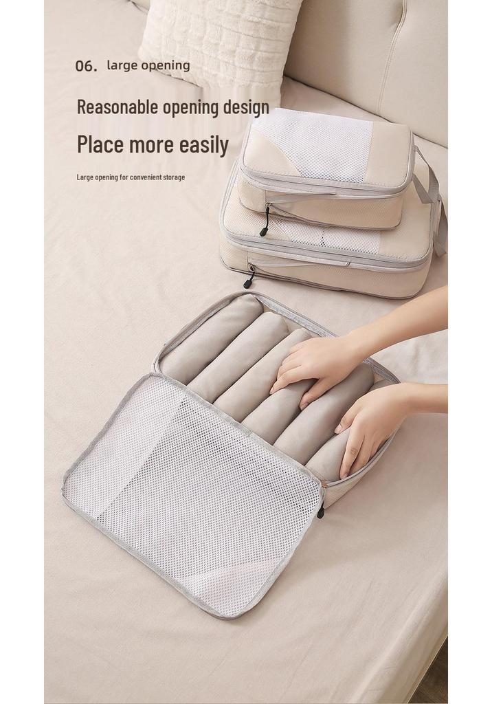 7-Piece Travel Compression Organizer Set for Clothes, Shoes, and Cosmetics