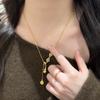 New Chinese Style Golden Gourd Pendant with Tassel, Lucky Character, Collarbone Chain, Best Friend Gift