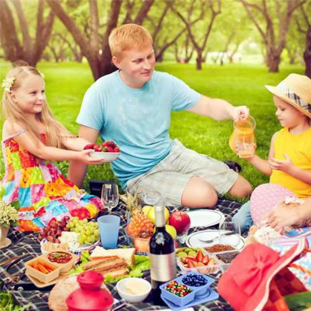 Foldable Double Compartment Snack Box Leakproof Sauce Seasoning Containers Kitchen Gadgets