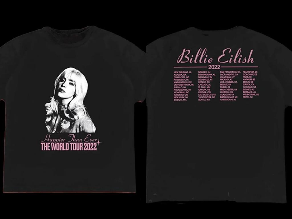 B-Billie Eilish 2023 Tour Konzert T-Shirt Hip Hop T-Shirt O-Ausschnitt Kurze Ärmel Lässige Mode Unisex Frauen Luxuriöse hochwertige T-Shirts