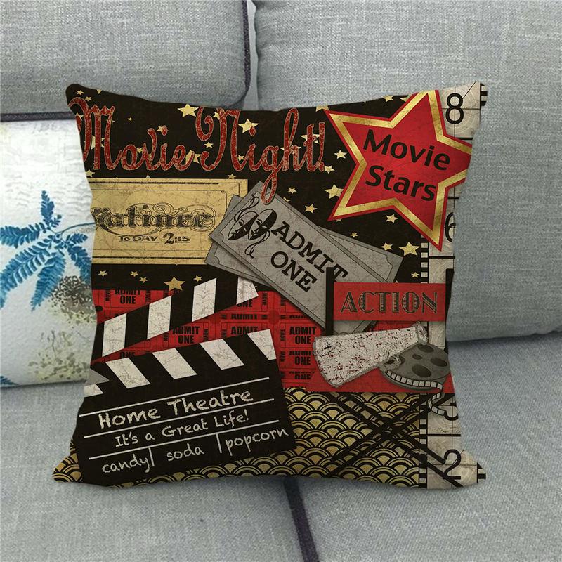 Home Decor Movie Themed Clapperboard Pattern Pillowcase Pattern Cushion Cover Suitable for Sofa Bedroom Car Pillow Cover