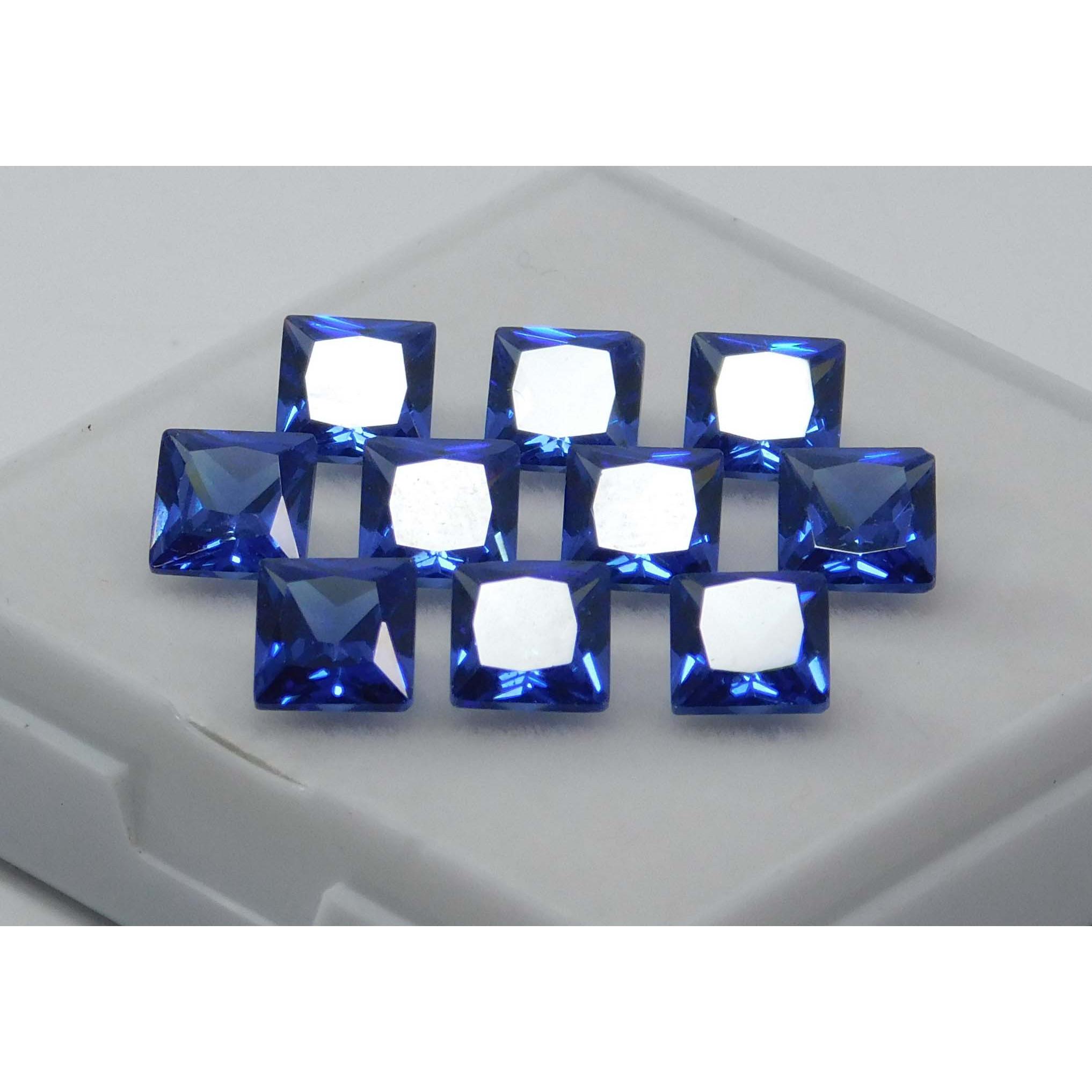 

Синій Сапфір Квадратне Огранювання 10 ШТ 7x5 мм Натуральний СЕРТИФІКОВАНИЙ Лот Розсипних Дорогоцінних Каменів MULTTIQ134 5 mm each approx синій