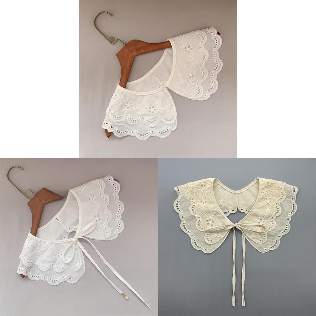 Ethnic Style Polyester Floral Lace Collar With Tie For Women Winter Accessory