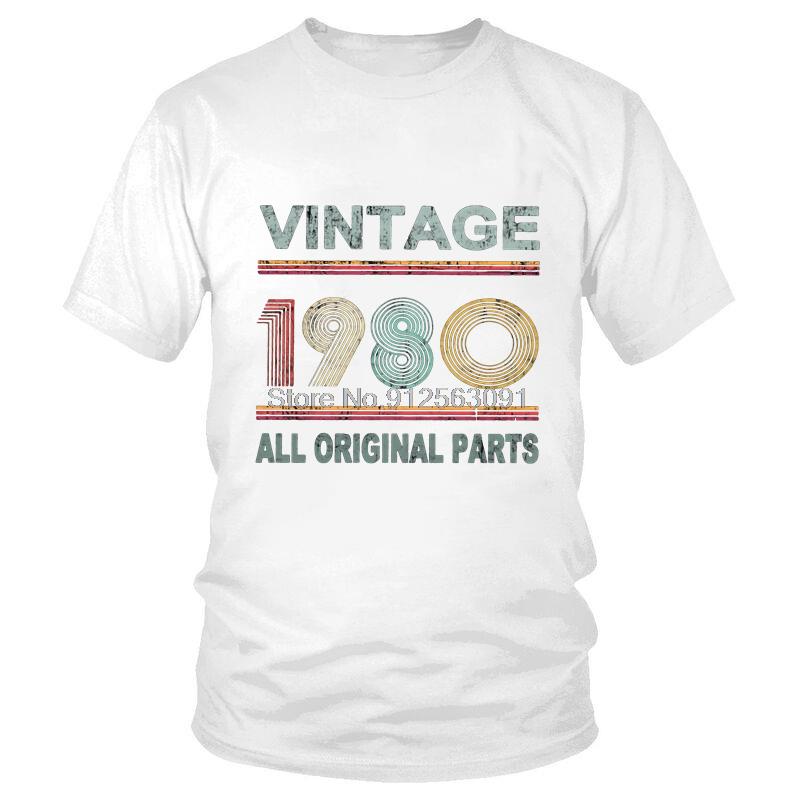 Male Vintage Born In 1980 TShirt Novelty All Original Parts 41 Years Old 41th Tshirt Short Sleeve Cool T Shirt Cotton Tee Tops