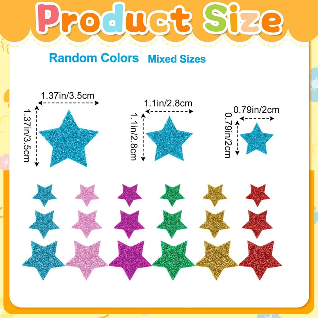 Glitter Foam Star Stickers Colorful Self Adhesive Eva Foam Stickers Diy Crafts Scrapbooking Home Christmas Party Decoration