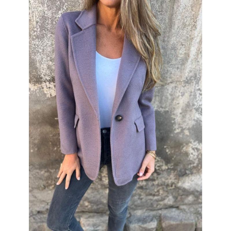QICED Damen Vintage Casual Solid Color Print Herbst Winter Langarm POLO Neck Jacken & Mäntel