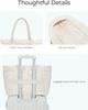 Tote Bag for Women, Puffy Tote Bag with Zipper, Large Quilted Shoulder Bag with Compartments for Travel, Work, Gym