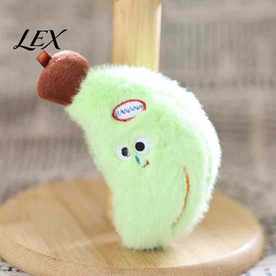 Banana Shape Backpack Accessory Cute Plush Keychain, Soft Stuffed Fruit Pendant Bag Charm with Embroidered Face, Cartoon for Polyester Plushie