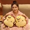 Fried Egg Plush Sop Toast Bread Pillow Smiling Cute Burnt Brown Food Plushie Back Support Cushion Decor Appeasing Gift