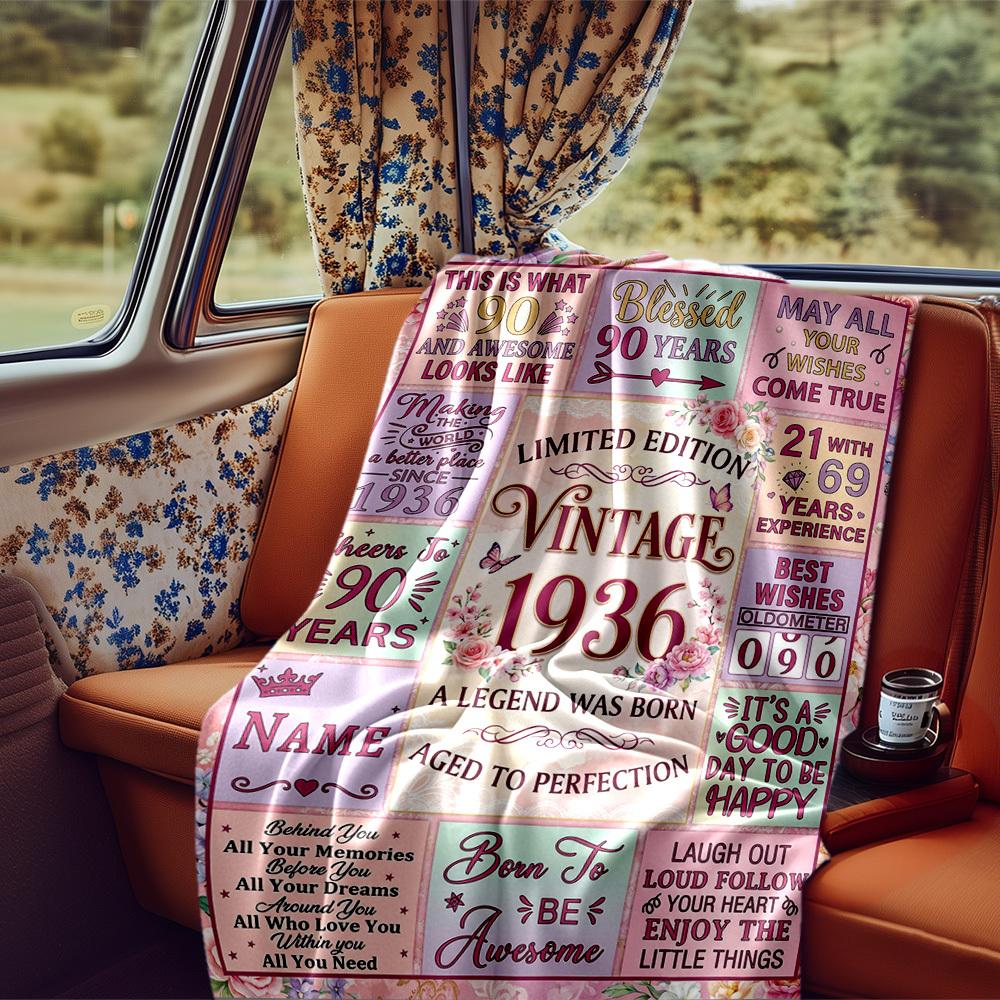 Vintage 1936 Celebration Lightweight Blanket Soft Cozy Perfect For Sofa Couch Office Bed Picnics Ideal For All Seasons Modern Style Ideal Gift For