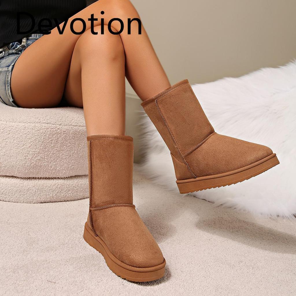 New Large-sized Women's Snow Boots with Fleece, Thickened and Warm Cotton Shoes and Boots Devotion
