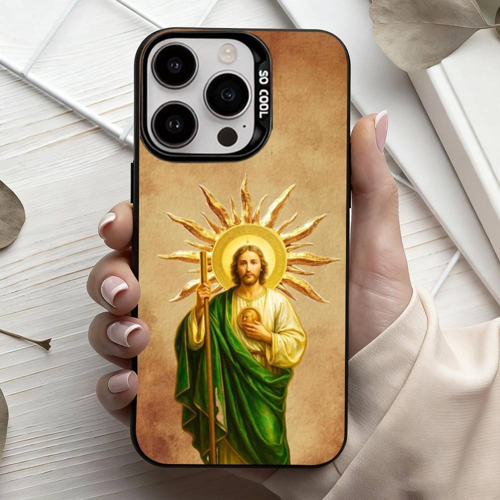 S-San-N J-Judas T-Tadeo-O ART Phone Case For iPhone17,16,15,14,13,12,11 Plus,Pro Max Black Candy Silver Plated Cover