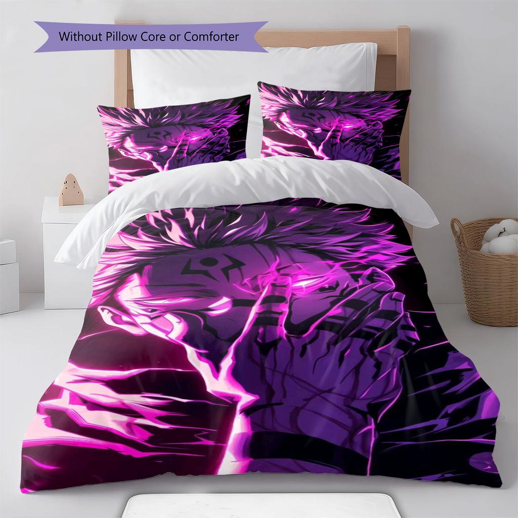 Jujutsu Kaisen Bed Set Duvet Cover Polyester Comforter Cover Pillowcase Twin Full Queen Zipper Soft -QJY