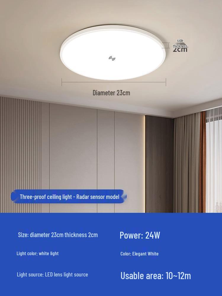 Smart Radar Sensor Ceiling Light with Voice Control for Balcony, Corridor, Stairwell, Hallway