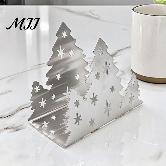 Metal Paper Towel Dispenser Christmas Tree Napkin Holder, Stainless Steel Vertical Stand, Holiday Dining Table Centerpiece Decorative for Party Modern