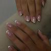 Witte Franse Klassieke Korte Ronde Nagels Kunst Draagbare Mode Nepnagels Afneembaar Afgewerkte Nepnagels Press-on Nagels met Lijm