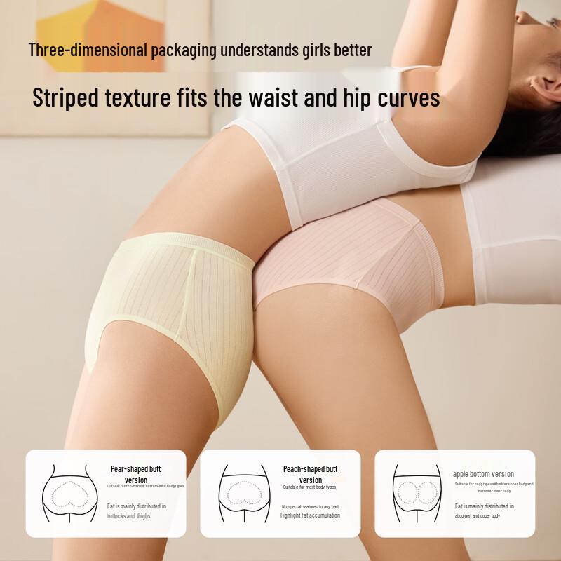 BADIGAO Women's Disposable Cotton Striped Underwear (30-Pack)