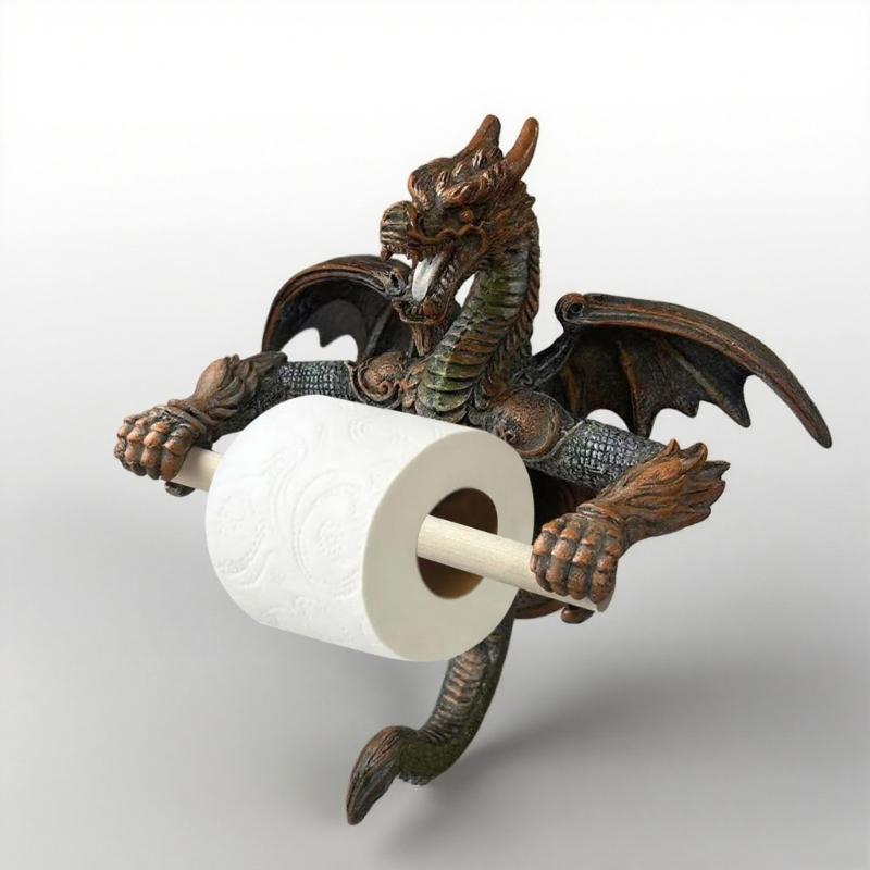 Unique Dragon Toilet Paper Roll Holder Bathroom Toilet Paper Stand Wall Mounted Tissue Roll Holder Storage Rack Shelf