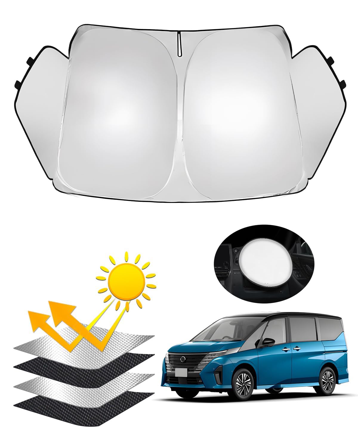 

AUTO SPEC Nissan Serena C28 Front Integrated Front Triangle Blackout Front Designed Specifically for the 6th Generation Serena 2022 UV Sun Heat Easy