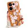 Hand-drawn Style Sakura Pattern Case For Xiaomi 14T 13T 11T Pro Funda Redmi Note 14 13 Pro 5G 12 11 Leather Texture Silicone Cover