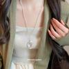 Elegant Geometric Glass Heart Necklace - Semi-Transparent Stone Look, Versatile Sweater Chain for Women