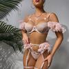 Sexy Lingerie, Complex Craftsmanship, Metal Chain Lace, Feather Lace, Eyelash Underwear, Four or Three-piece Set