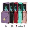 Long Lanyard Zipper Card Wallet Case For Samsung Galaxy Z Flip 7 6 5 4 3 5G Flip6 Flip7 Crossbody Leather Holder Purse Bag Cover