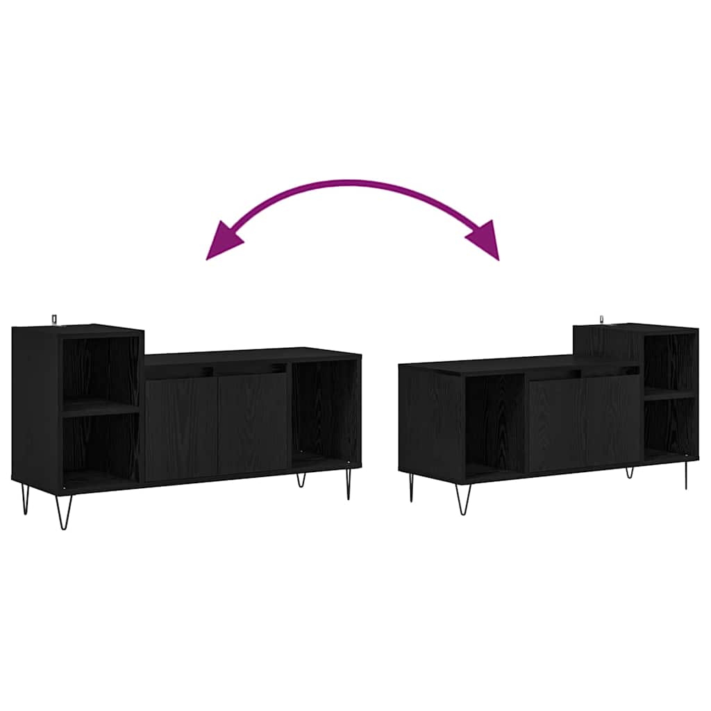 TV Stand Black Oak Effect 100 x 35 x 55 cm Particleboard