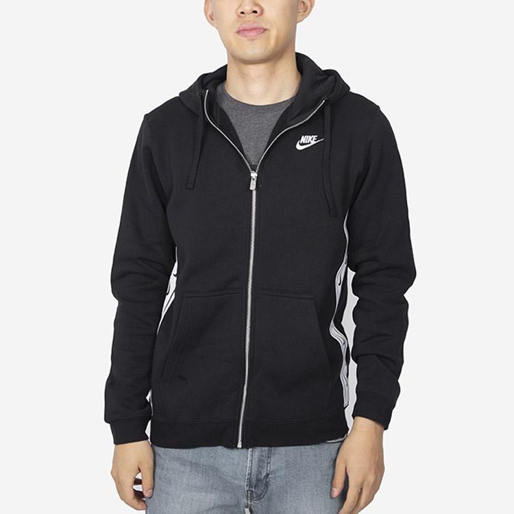 Nike Logo Fleece Stay Warm Casual Sports Hooded Jacket Black Men's CV4586-010