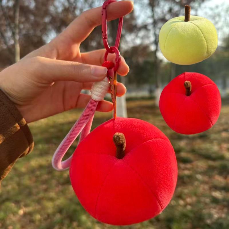 Cute Apple Plush Pendant Cartoon Plushie Fruits Keychain Backpack Accessories Christmas Gift Hanging Decor Ornament Couple Gift