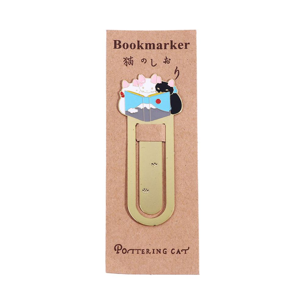 Cute Student Gift Reading Japanese Cartoon Paper Cilp Bookmark Cat Bookmark Kittens Book Mark Metal Bookmark