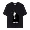 Cute Funny Tuxedo Cat Printing T Shirt Summer 100%cotton Oversized T-shirts Men Women Harajuku Fashion Style T-shirt Streetwear