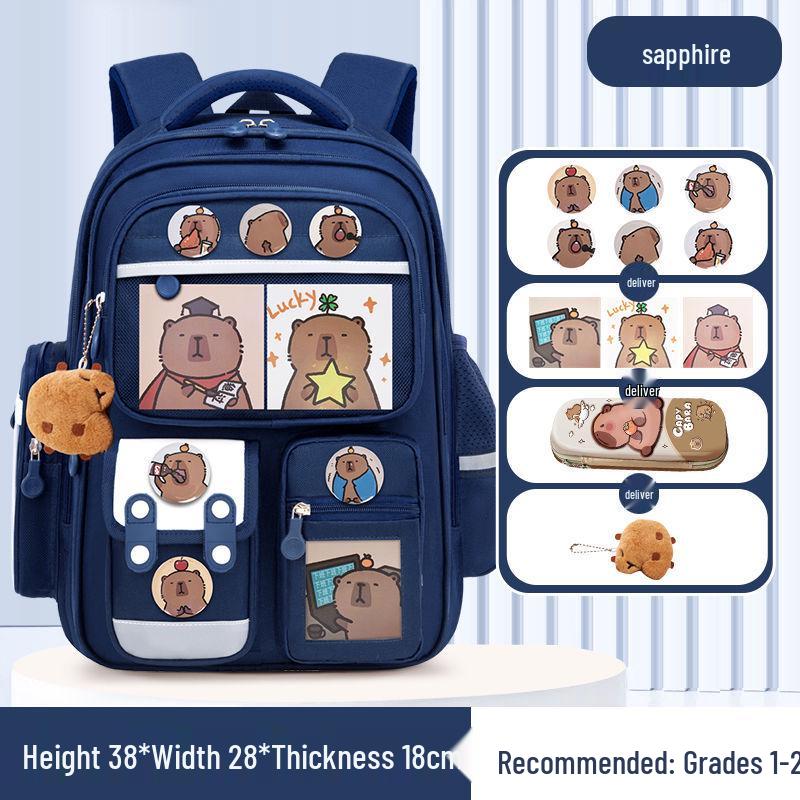 Kids' Lightweight Backpack with Spine Protection for Grades 1-6, Large Capacity, Ideal for Boys and Girls