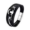 Europäisches und amerikanisches Lederarmband mit Magnetverschluss – Hochwertiger, gewebter Partnerschmuck für Herren
