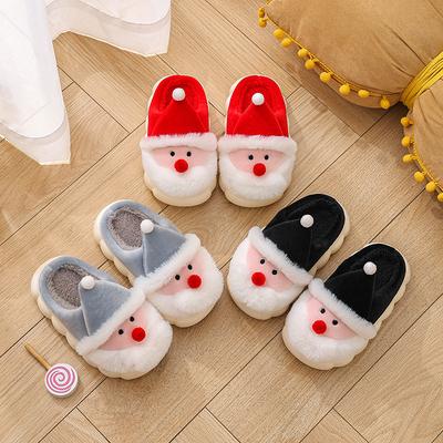 Pantofole Natalizie da Bambino Inverno Cartone Animato Antiscivolo Ragazzi Ragazze Pantofole Peluche Calde Fondo Morbido Scarpe da Casa per Bambini Mamma