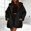 Lightweight Warm Women's Puffer Jacket Hooded Winter Coat Long Sleeve Quilted Padded Down with Pockets