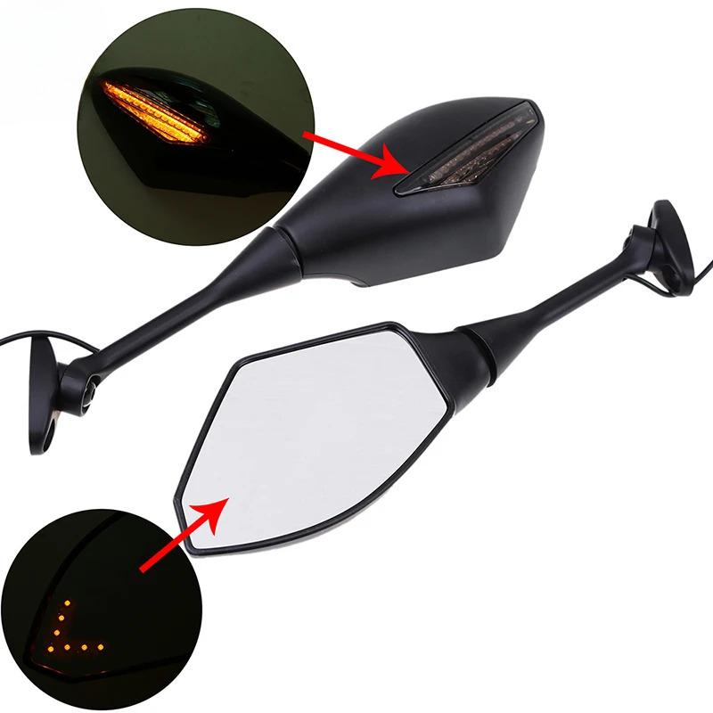 1 Pair Rear View Mirror Motorcycle Mirror Scooter Rearview Mirrors with Flasher Lights for Honda CBR600RR 2003-2008 CBR1000RR 2004-2008
