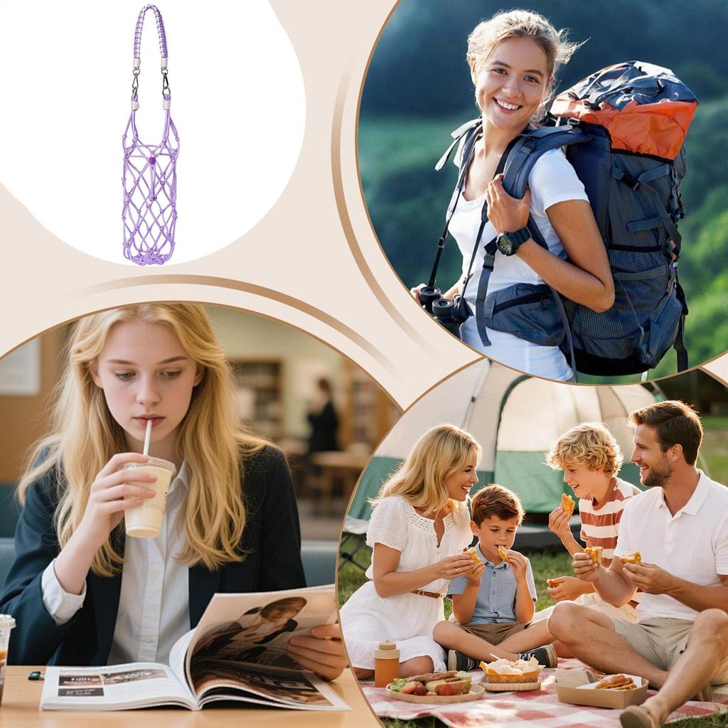 Water Bottle Cover Cotton Woven Fashion Mesh Bag Lightweight Sleeve Water Bottle Cover For Outdoor Travel Camping Hiking Fishing