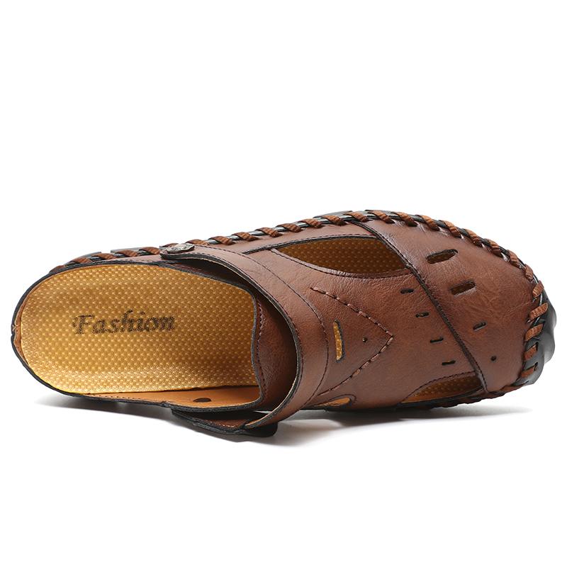 Men Retro Slippers Outdoor Summer Clogs Brown Hiking Sandals Black Beach Shoes Plus Size 46 47