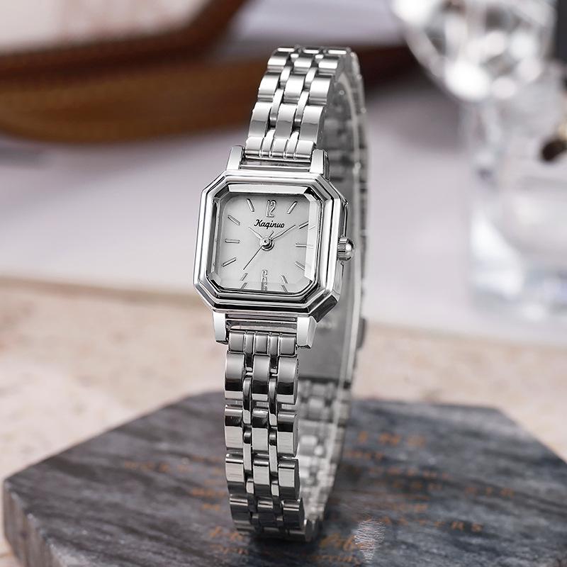 Fashionable Women's Small Square Watch with Mother-of-Pearl Face - Elegant, Light Luxury, and a Student Favorite