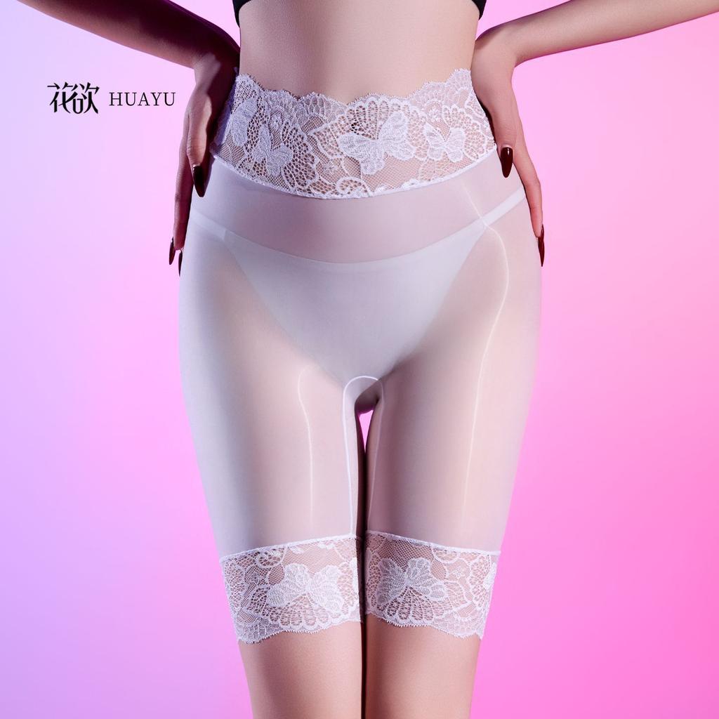 Couple Lingerie 5D Oily High-Waisted Boxer Shoers Butterfly Lace Waist Sexy Underwear See Through Stockings Sissy Pouch Panties