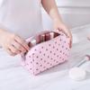 1/3Pcs Pink Polka Dot Pu Makeup Bag Set Large Capacity Sturdy Handle For Travel Daily Cosmetic Storage