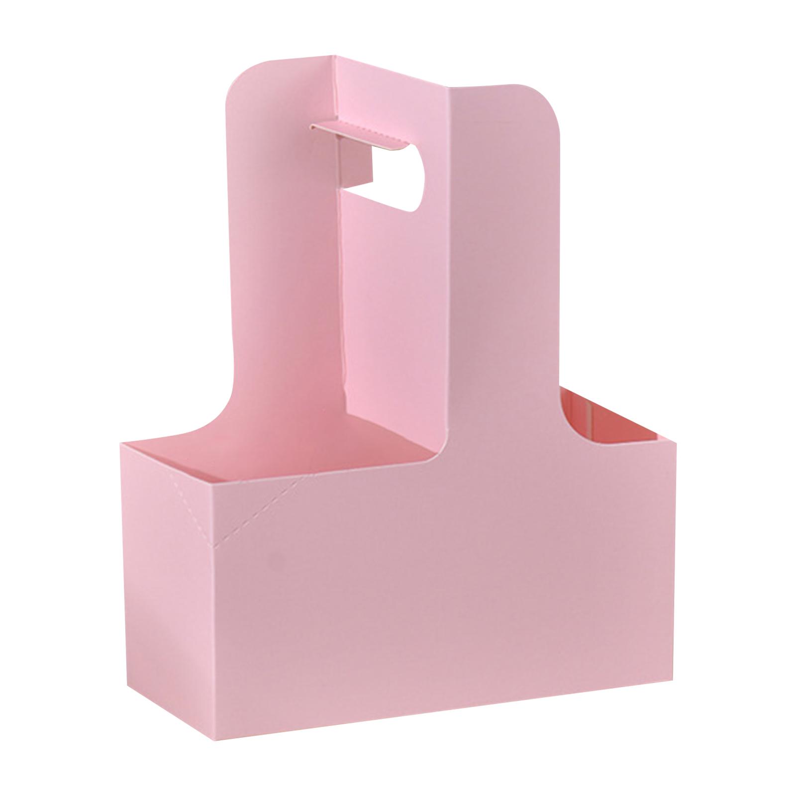 

10Pcs Kraft Paper Flower Bouquet Gift Bags Paper Material, Handle Drink Carrier For Floral Wrap Packing Box Paper Holder Basket One Size рожевий